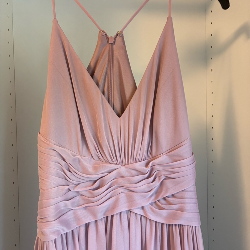 Chic Blush Maxi Dress with Pleated Design
